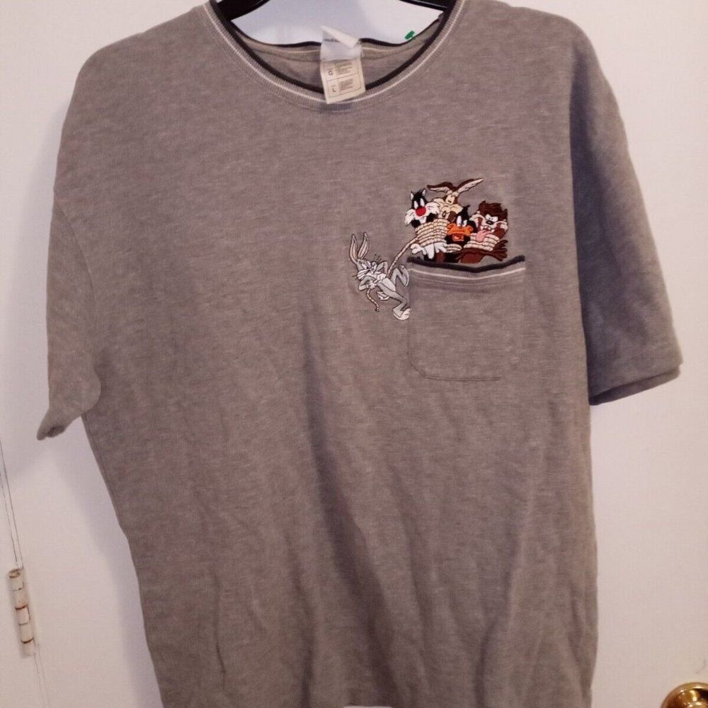 Vintage Warner Bros Studio Looney Tunes Casual T-Shirt Men's Gray L 90's